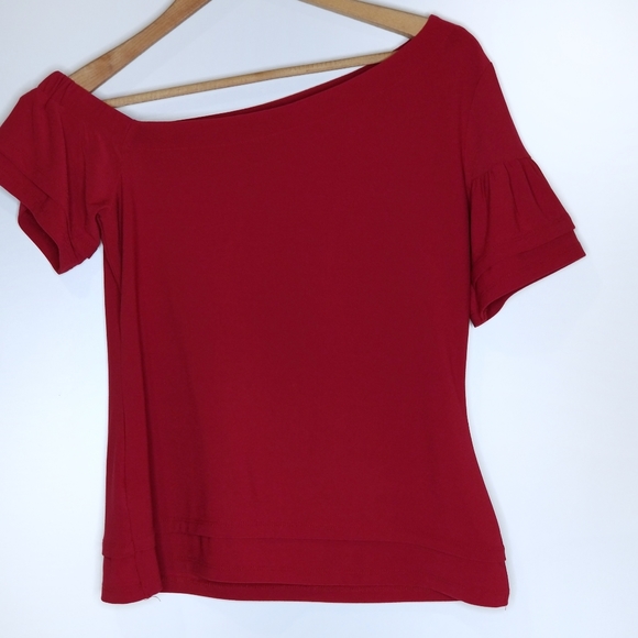 Bar III | Red Asymmetrical One Shoulder Blouse XS - Picture 6 of 8